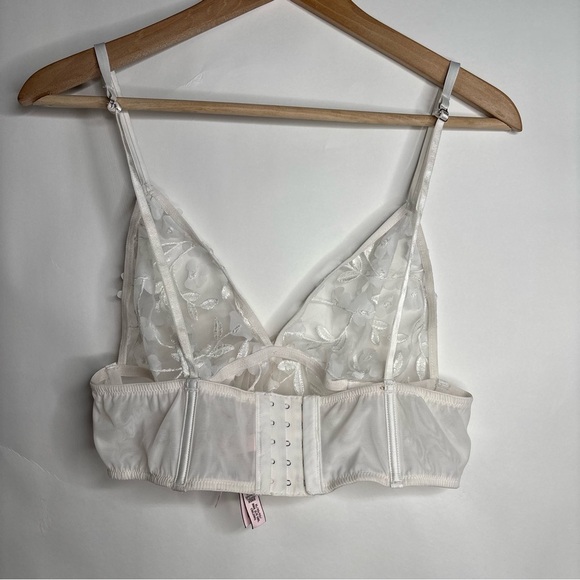 Victoria's Secret Dream Angels 3D Floral Applique Mesh Bralette White Bridal XL - Picture 6 of 10